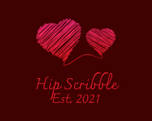 Red Scribble Hearts logo design