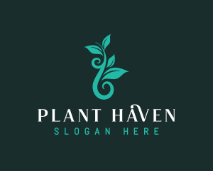 Swirly Leaf Plant logo design