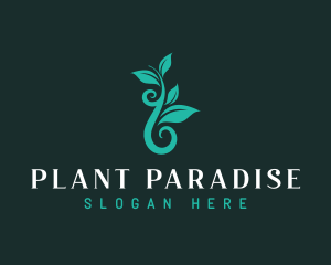 Swirly Leaf Plant logo design