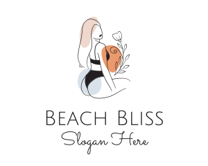 Woman Bikini Floral logo design