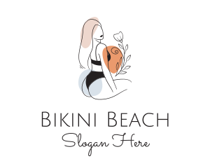 Woman Bikini Floral logo design