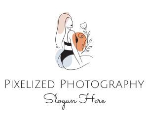 Woman Bikini Floral logo design