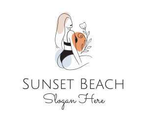 Woman Bikini Floral logo design