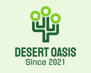 Green Digital Cactus  logo design