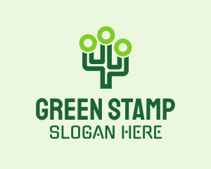 Green Digital Cactus  logo design