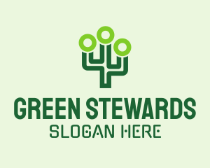 Green Digital Cactus  logo design