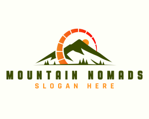 Mountain Outdoor Speedometer logo design