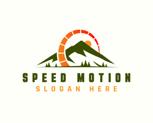 Mountain Outdoor Speedometer logo design