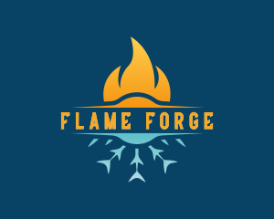 Fire Flame Snowflake logo design