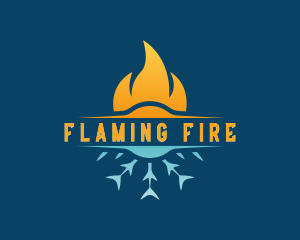 Fire Flame Snowflake logo design