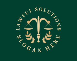 Legal Justice Scale Wreath logo