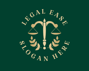 Legal Justice Scale Wreath logo design