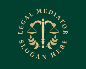 Legal Justice Scale Wreath logo design