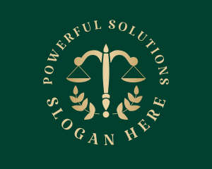 Legal Justice Scale Wreath logo design