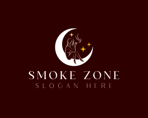 Moon Woman Smoking logo design