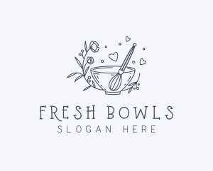 Floral Whisk Baker logo design