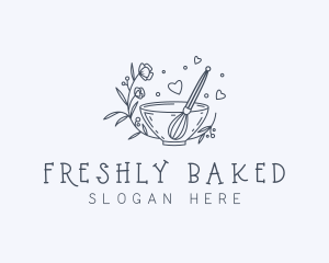 Floral Whisk Baker logo design