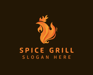 Chicken Flame Grill logo design