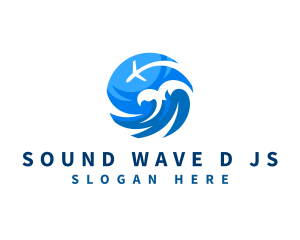 Airplane Travel Wave logo design