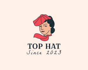 Fashion Woman Hat Scarf logo design