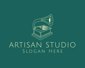 Vinyl Music Phonograph Studio logo design