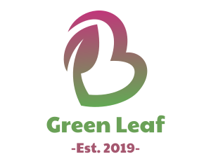 Gradient Heart Shape Leaf logo design