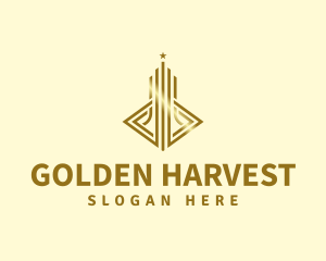 Golden Skyscraper Building logo design