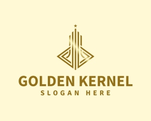 Golden Skyscraper Building logo design