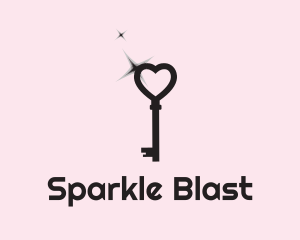 Sparkle Heart Key logo design