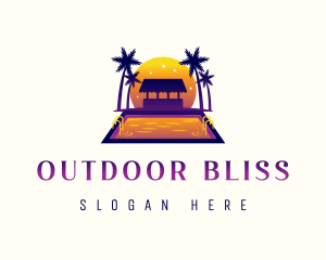 Resort Hut Pool logo design