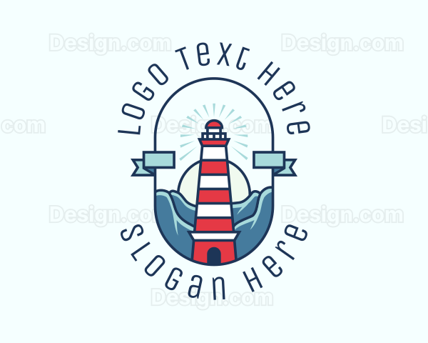 Sunset Nautical Lighthouse Logo