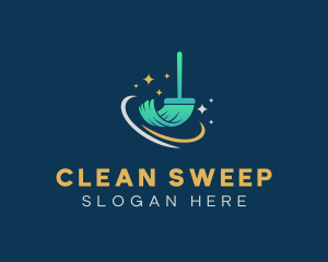 Broom Sweep Cleaning logo design