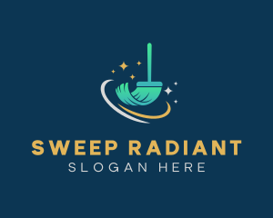 Broom Sweep Cleaning logo design