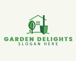 House Landscaping Shovel logo design