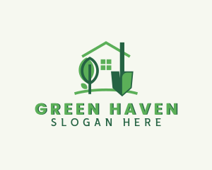 House Landscaping Shovel logo design