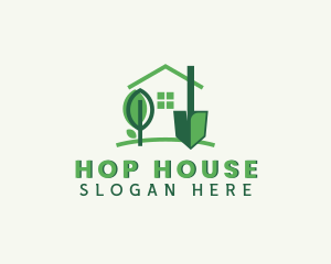 House Landscaping Shovel logo design