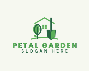 House Landscaping Shovel logo design