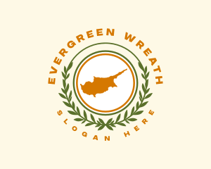 Cyprus Wreath Map logo design