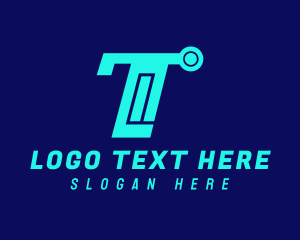 Blue Technology Letter T Logo