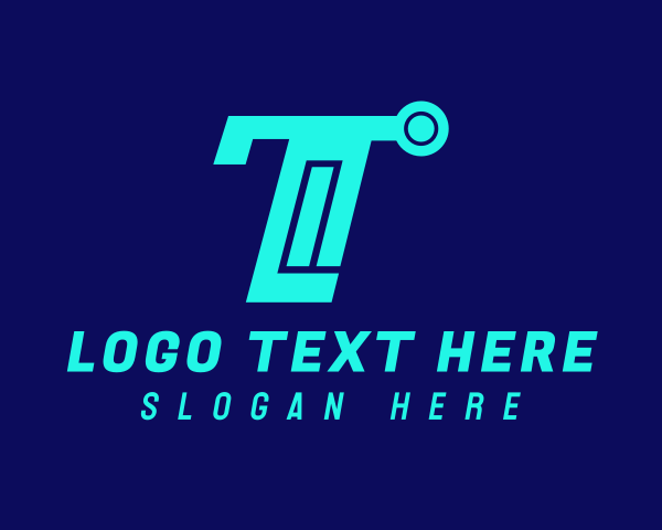 Blue Technology Letter T logo