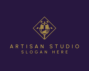 Microphone Broadcast Studio logo design