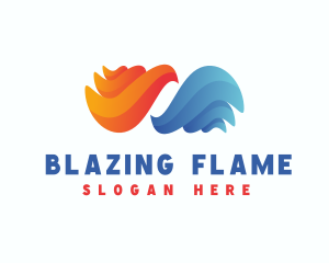 Fire Water Flame Fluid logo design