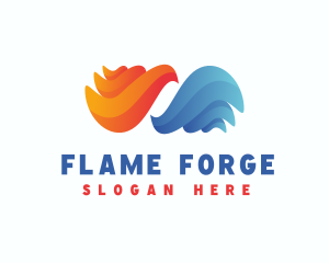 Fire Water Flame Fluid logo design