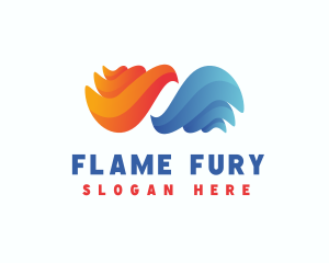 Fire Water Flame Fluid logo design