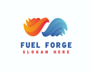 Fire Water Flame Fluid logo design