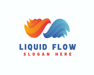 Fire Water Flame Fluid logo design