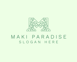 Natural Leaf Letter M logo design