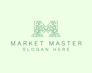 Natural Leaf Letter M logo design