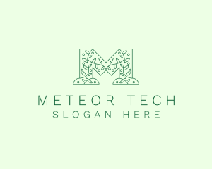 Natural Leaf Letter M logo design