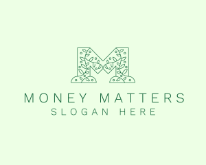 Natural Leaf Letter M logo design